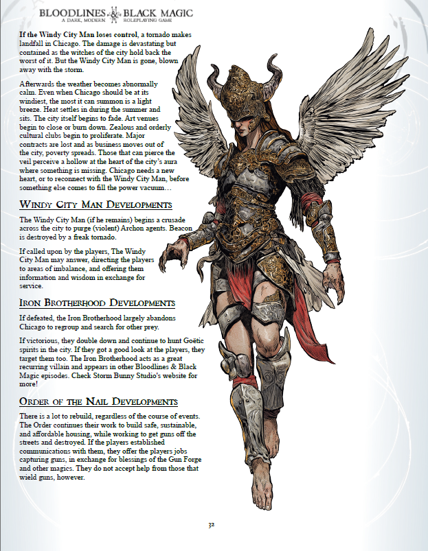 This image depicts a choir spirit and the layout for page 32.